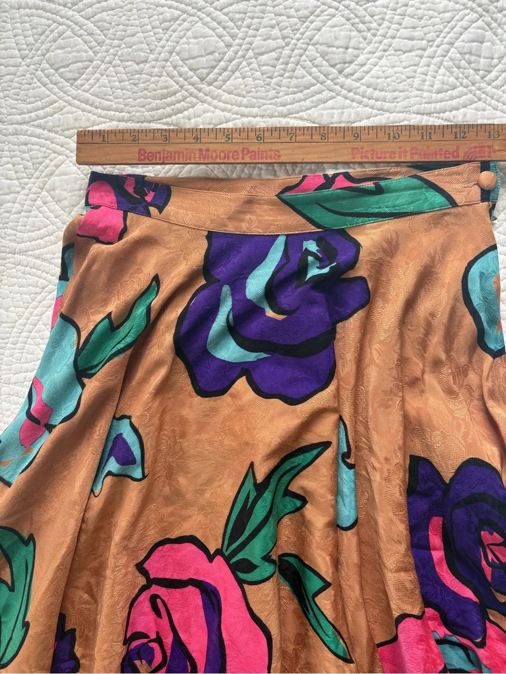 Silk Floral Vintage A-Line Skirt Size 4